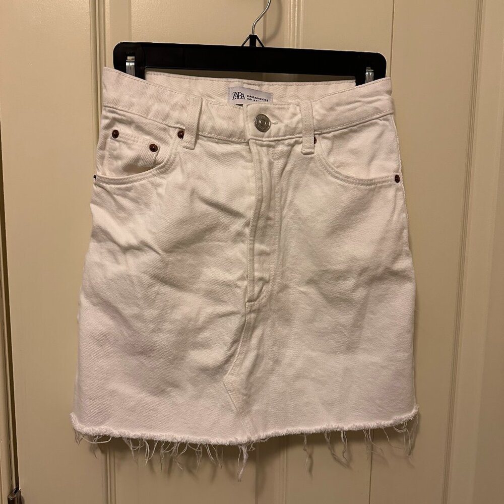 ZARA White Denim Skirt Size X-Small